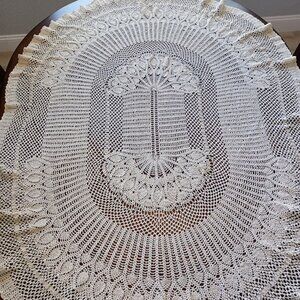Crocheted Cream colored TableCloth
